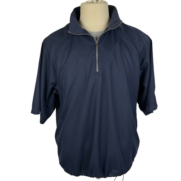 Adidas Navy Blue Short Sleeve Golf Tennis Windbreaker Jacket Mens Size L - Picture 2 of 11